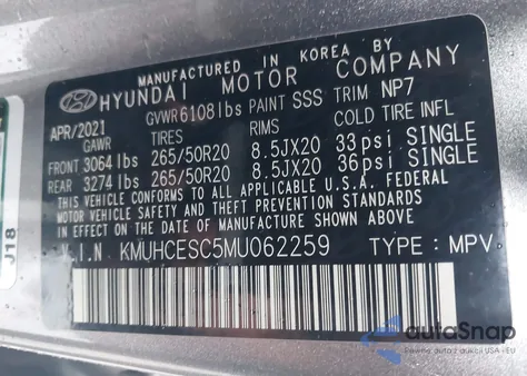 2021 Genesis Gv80 3.5T Awd z USA, uszkodzony, nr VIN KMUHCESC5MU062259